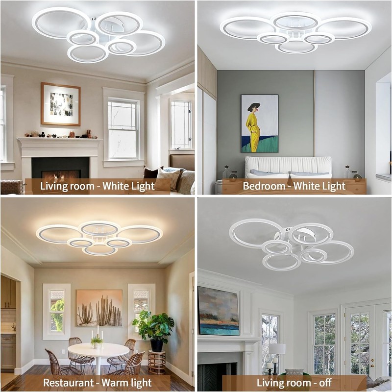 Shine LUEST 60W Modern LED Ceiling Light Fixture, Dimmable LED