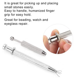 Small Tweezers for Beads and Gemstones, Jewellery Tweezers with 4 Claws, Jewellery Pick Up Tool, Diamond Gemstone Prong Catcher and Grabber, Ideal for Beads, Watches and Glasses (Long and Short)