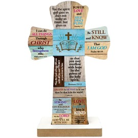Qswo Wooden Crosses,Christians Cross Wall Decor,Cross Desk Decor,Cross Decor for Wall,Wooden Crosses Table Decor,Rustic Christian Cross Wooden Hanger for Indoor Outdoor