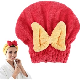 Genérico Toalla de Microfibra para El Cabello, Toallas de Secado Rápido para El Cabello para Mujeres, Toallas de Cabello Mojado con Lazo Suave para Accesorios de Mujer. (Rojo)