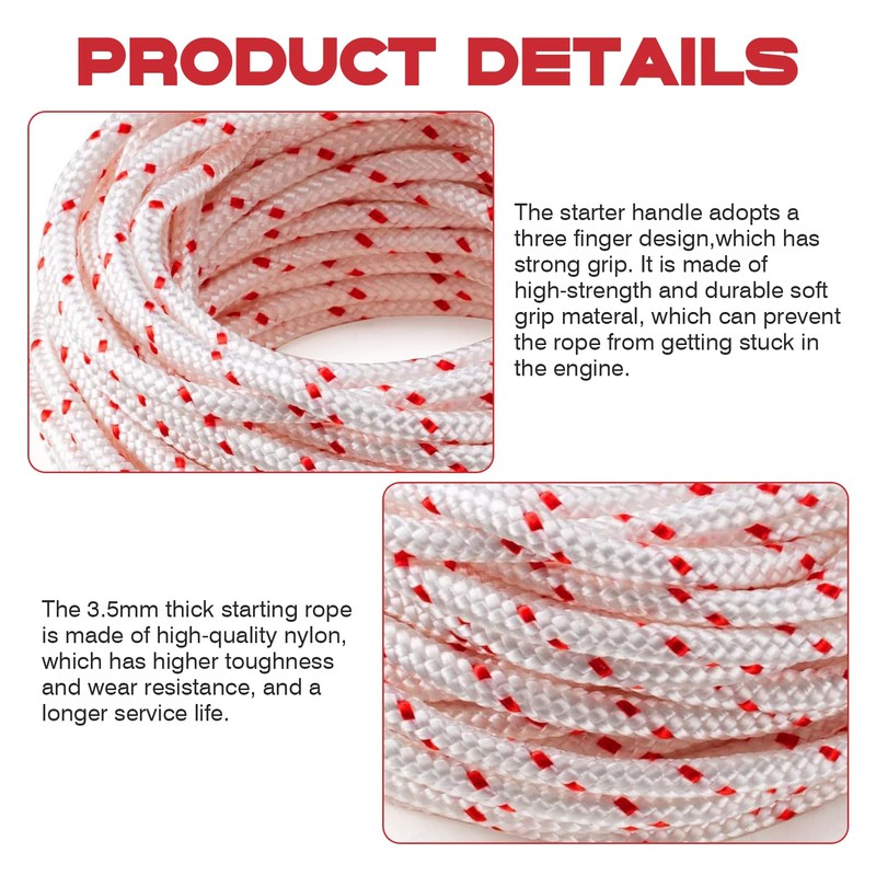 10 Meters Starter Rope for Lawnmowers, 3.5 mm Starter Rope