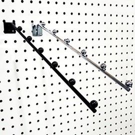 14" L Pegboard 6 Ball Waterfall Faceout Hook, Black - 5 Pack