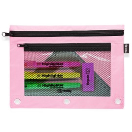 Enday Pink Pencil Pouch For 3 Ring Binder, Zippered Binder Pencil Pouches, 3 Ring Pencil Pouch for Binder, Pencil Case for Binder, Large Pencil Bags for School, Home, and Office