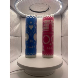 DAY OF THE DEAD DIA DE LOS MUERTOS CANDLES PAPEL PICADO SET OF 2