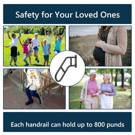 Joyofcife Hand Rails for Outdoor Steps & Elderly (Max 800LBS),U-Shape Wall Mount Stair Railing, Porch, Deck & Garden Grab Bar, Safety Handle for Garage, 2 Pack