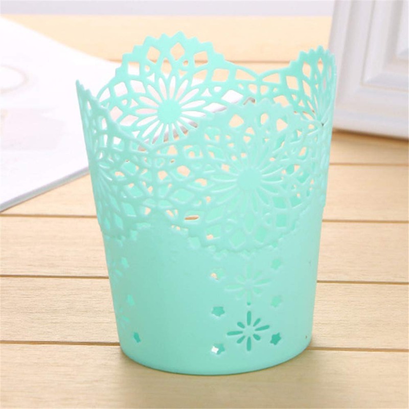 Plastic Flower Vase Pot Pen Makeup Brush Holder Desk Storage