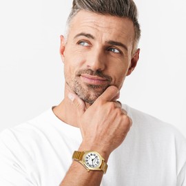 Couple Watches Couple Watches Simple Waterproof Number Analog Antique Fashion Adjustable Strap Bracelet Watch - Anniversary Valentine's Day Christmas Boyfriend Gift, mens gold