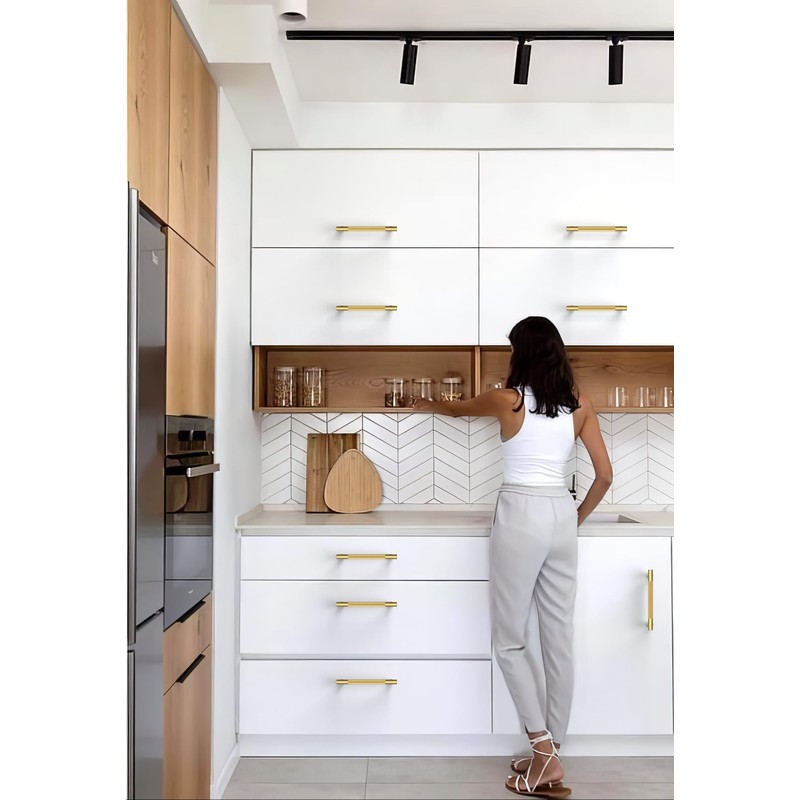 Talentedeco 10 Pack Brushed Gold Knurled Cabinet Pulls 5 Inch(128mm)