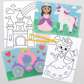 Baker Ross Immagini Principessa Sand Art (confezione da 8) - Immagini autoadesive pre-progettate per l'arte della sabbia per bambini