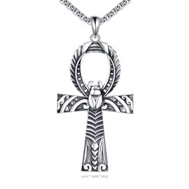 JBAERD Ankh Necklace Men 925 Sterling Silver Ankh Egyptian Pendant Necklace Ankh Jewelry Christmas Gifts for Men Women