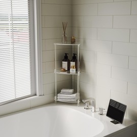 Aquiver Acrylic Standing Shower Caddy - Triangle Shower Organizer Stand - 3 Tier Corner Shower Caddy Shower Organizer Shelf for Inside Bathroom, Bathtub, 11.4'' D x 11.67'' W x 26.2'' H, Clear