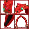 Christmas Headband for Women Xmas Bow Knotted Headbands Red Jeweled