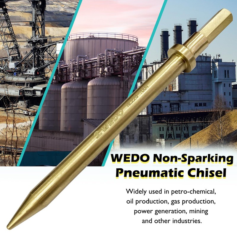 WEDO Air Hammer Pneumatic Chisel Bit,Non-Sparking Air Chisel,Tapered Head,Length 125mm,0.394