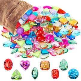 150 Pcs Gemstones for Kids, Jewels Treasure, Acrylic Gems Plastic Gems for Kids, Birthday Swimming Pool Party for Home Decoration Wedding Vase Fillers, Multicolorv