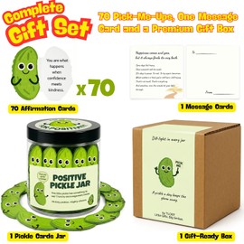 TLOEP Positive Pickle Jar – 70 Funny Affirmation Cards for Teen Girls & Women – Cute Pickle Gifts & Christmas Stocking Stuffers for Teens Mom, White Elephant Gifts