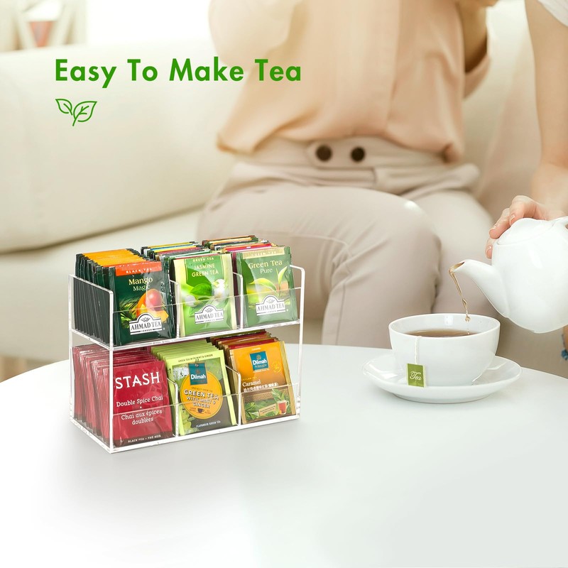 BEYGORM Acrylic Tea Bag Organizer for Tea Packets, No Assembly