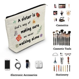 YULUENZE Sisters Gifts Makeup Bag Sister Makeup Organizer Bag Toiletry Pouch With Zipper Friendship Cosmetic Bag Birthday Christmas Gifts for Sisters Women Friends BFF Besties