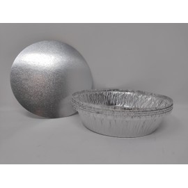 Foglish Home & Garden 5 x Round 7" 18cm Aluminium Foil Pie Flan Dishes with Lids Cooking Baking Re-Heating BBQ 18.3x4.cm Airfryer Oven