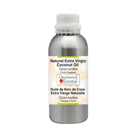 Greenwood Essential Pure Natural Extra Virgin Coconut Oil (Cocos Nucifera) Natural Therapeutic Quality Cold Pressed 630 ml (21.3 oz)