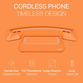 ALCATEL ePure Iconic - DECT Cordless Phone - Classic Design - Large Highly Legible Graphic Display - Handsfree - Call Barring - Orange