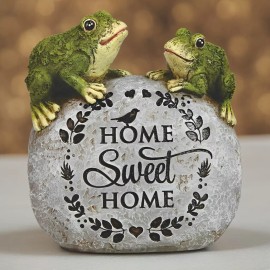 5"H 2 Frogs on Rock Figurine Ornament Home Decor Unique Gift