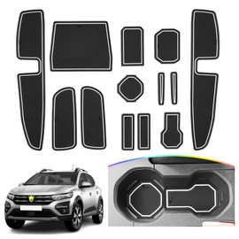 SKTU Non-Slip Mats Compatible with Dacia Sandero III 2021-2024 Rubber Mats Door Slot Mat (White)