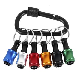 6Pcs 1/4inch Hex Shank Bit Holder Portable Socket Drill Bit Holder Quick Change Aluminum Alloy Long and Short Drill Bit Holder Extension Bar Keychain Drill Bit Holder for Drill Bit
