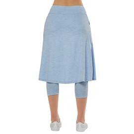 Women Knee Length Skirts with Leggings,Skirted Leggings Skorts Capris with Skirts for Women Zipper Pockets(Blue S)