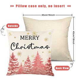 8 Pcs Christmas Decorations Christmas Pillow Covers,18 x 18 Inch Xmas Series Cushion Pillow Cover,Modern Farmhouse Christmas Throw Pillow Covers,Holiday Decor Throw Cushion Case for Home Couch (Pink)