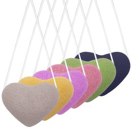 6 pcs Konjac Sponge, DaKuan Cordate Facial Sponges, Polychrome Face Sponges for Cleansing, Natural, Colorful, Gentle Exfoliation for Radiant Skin