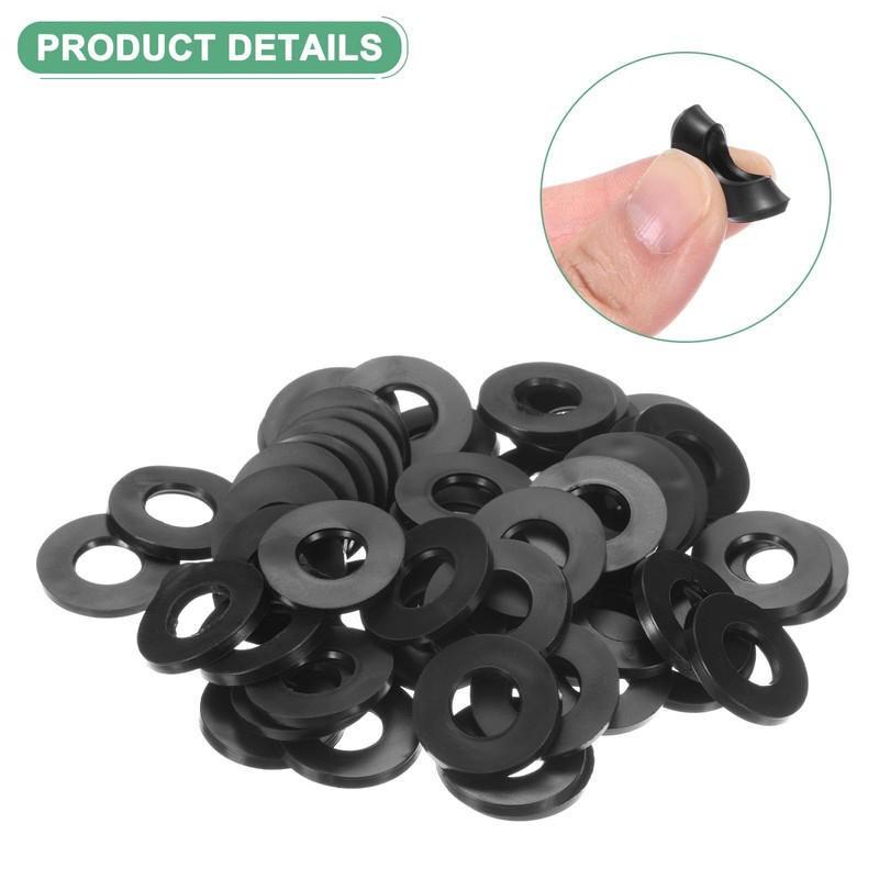 M METERXITY 120-Pack M10 Black Rubber Washer Assorted Kit, 10mm