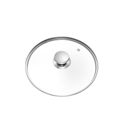 DERUI CREATION Tempered Glass Lid for Pots and Pans Saucepan, Built In Steam Vents, Silver, 24cm