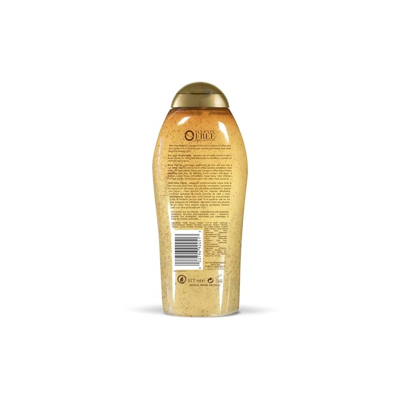 OGX, Body Wash y Exfoliante de Coco y Café, 577
