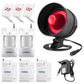 Home Alarm System, 115 dB with 3 Door Alarms, 2 Motion Sensors, 3 Remote Control, 1 Siren, Window Burglary Protection, Deterrent Alarm for Window Alarm, Motorhome, Garage
