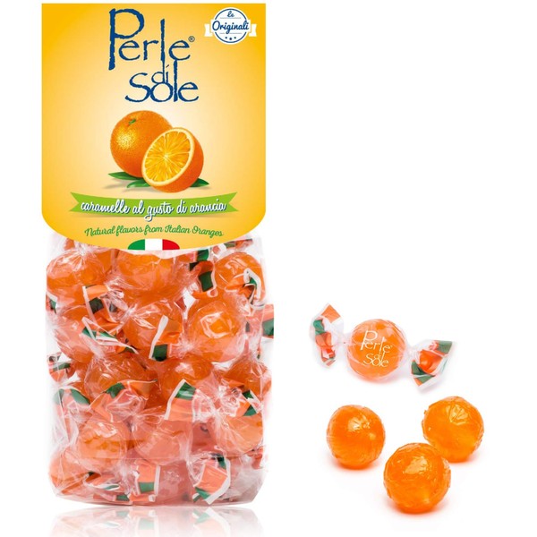 Perle di Sole Orange Flavored Hard Candies 200g - Caramelle Al Gusto Di Arancia
