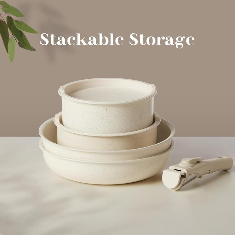 [LIVE] 12-Piece Ceramic Nonstick Cookware Set, Detachable Handle Pots and