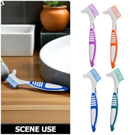 Cepillo de Mantenimiento para Retenedores y Postizas, 8 Unidades Cabezal Doble, Nylon Resistente en Cuatro Colores para Limpieza Profunda y Uso Diario