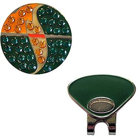 NAVIKA Limited Edition Abstract Green and Gold Golf Ball Marker with Austrian Crystals | Magnetic Hat Clip Included | Golfing Accessory | Gift for Golfers