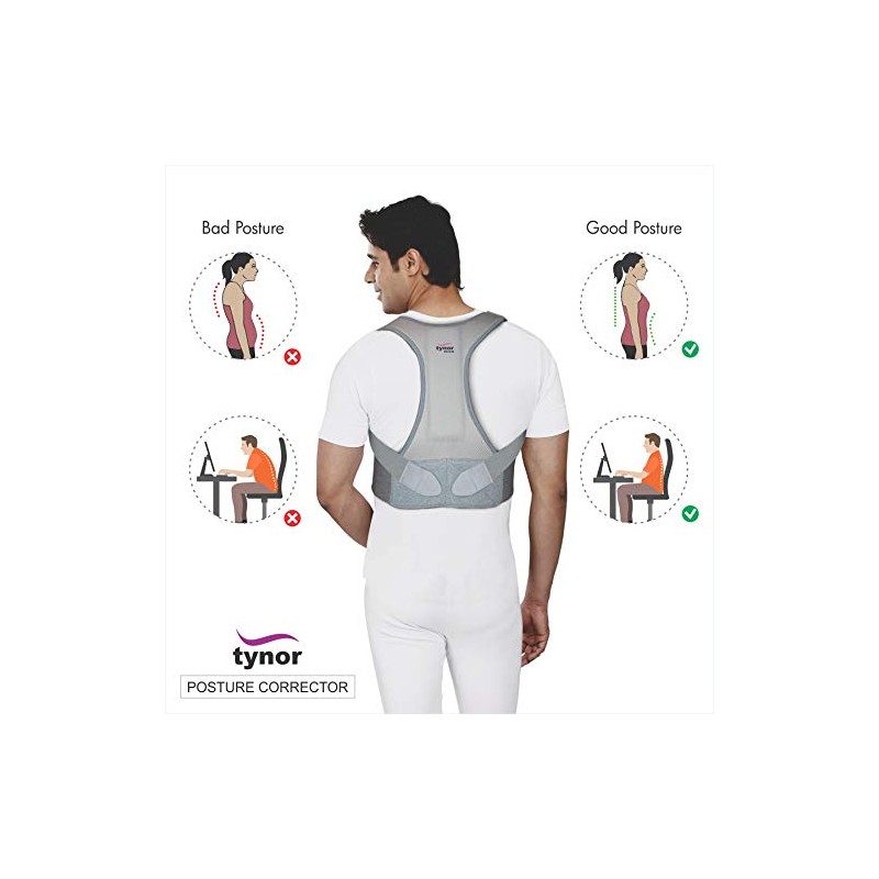 Tynor Posture Corrector, Grey, XL, 1 Unit