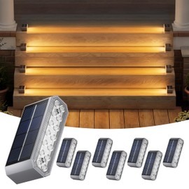 NIORSUN Solar Step Lights, 8 Pack Outdoor Horizontal Lights for Steps, Deck, Stairs, Dock & Pathway - Bright 3000K Warm White, Auto On/Off, IP67 Waterproof