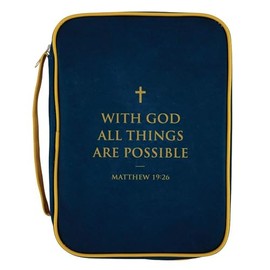 Faithworks Bible Cover for Men - Carry Handle and Zipper Closure for Standard-Midsize Bibles, 7 x 10 x 2, All Things Possible