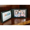 Karandu Double 5x7 Landscape Leather Picture Frame - Black