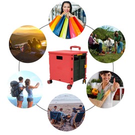 Quick Utility Cart Four -Rotate Wheeled Collapsible Handcart with Durable Heavy Duty Plastic Telescoping Handle for Travel Shopping Moving Luggage Office Use