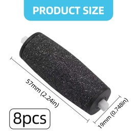 8-Pack Electric Foot File Replacement Heads, Compatible Refill Rollers, Black Pumice Stone Rollers for Pedicure, Hard Skin Remover for Smooth Feet