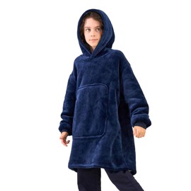 Game Controller Wearable Blanket Hoodie for Boys Gamer Oversized Hoodie for Kids (Blue, 10-11 Years)