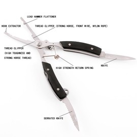 Multifunktionale Angelzange Set,Edelstahl Angeln Zangen Angel Werkzeug Fisch Greifermit Lanyard,5 Stück Tragbare Angelhaken Entferner Stahl Hakenlöser Angelwerkzeuge für Süßwasser Salzwasserfischen