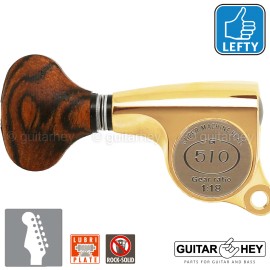 GOTOH NEW Gotoh SGS510Z-RS5 6 in Line LEFT-HANDED Set Mini Tuners 18:1 Ratio - GOLD
