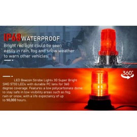 PUNKZZ Torreta Led Ambar 30led Estrobo Para Montacargas Universal