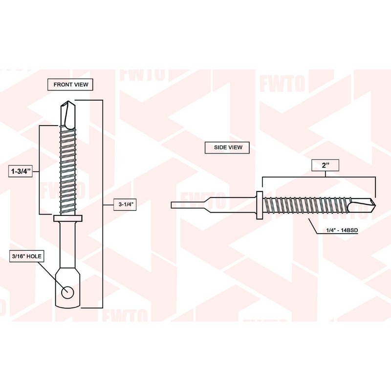 MEGAFastener FWTO Zinc Plated 3.25" Eye Lag Self Tapping Drilling