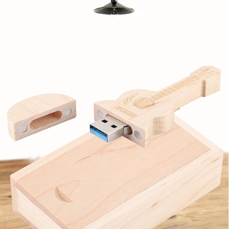 Wooden Guitar Shape Flash Drives Storage USB 2.0 U Disk